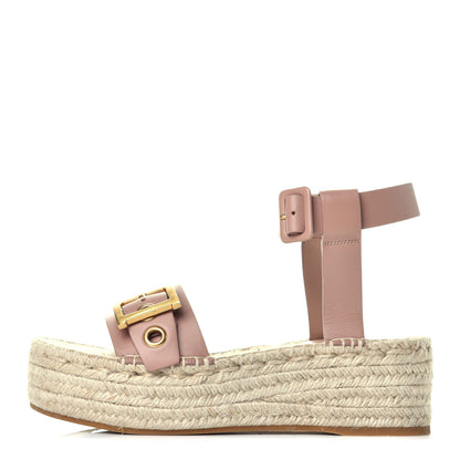 Christian Dior Calfskin D-Dior Espadrille Platform Sandals 40 Rose De Vents 1 of 9
