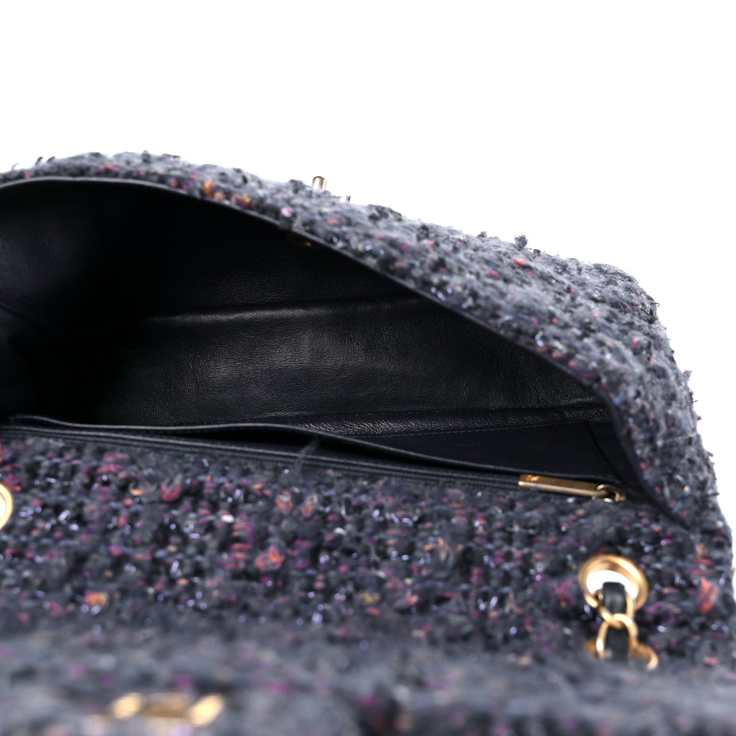 Tweed Medium Single Flap Navy Multicolor