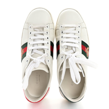 Gucci Calfskin Ayers Bee Embroidered Womens Ace Sneakers 36 White Green 2 of 10