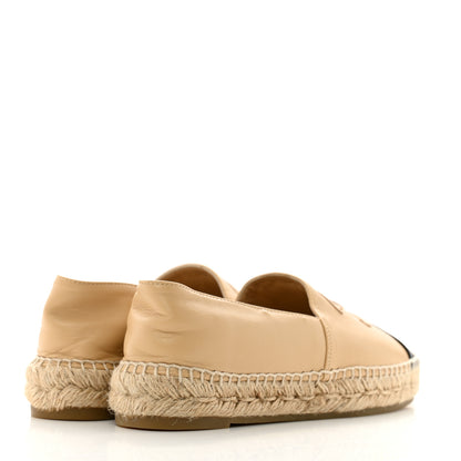 Chanel Lambskin CC Espadrilles 38 Beige Black 5 of 11