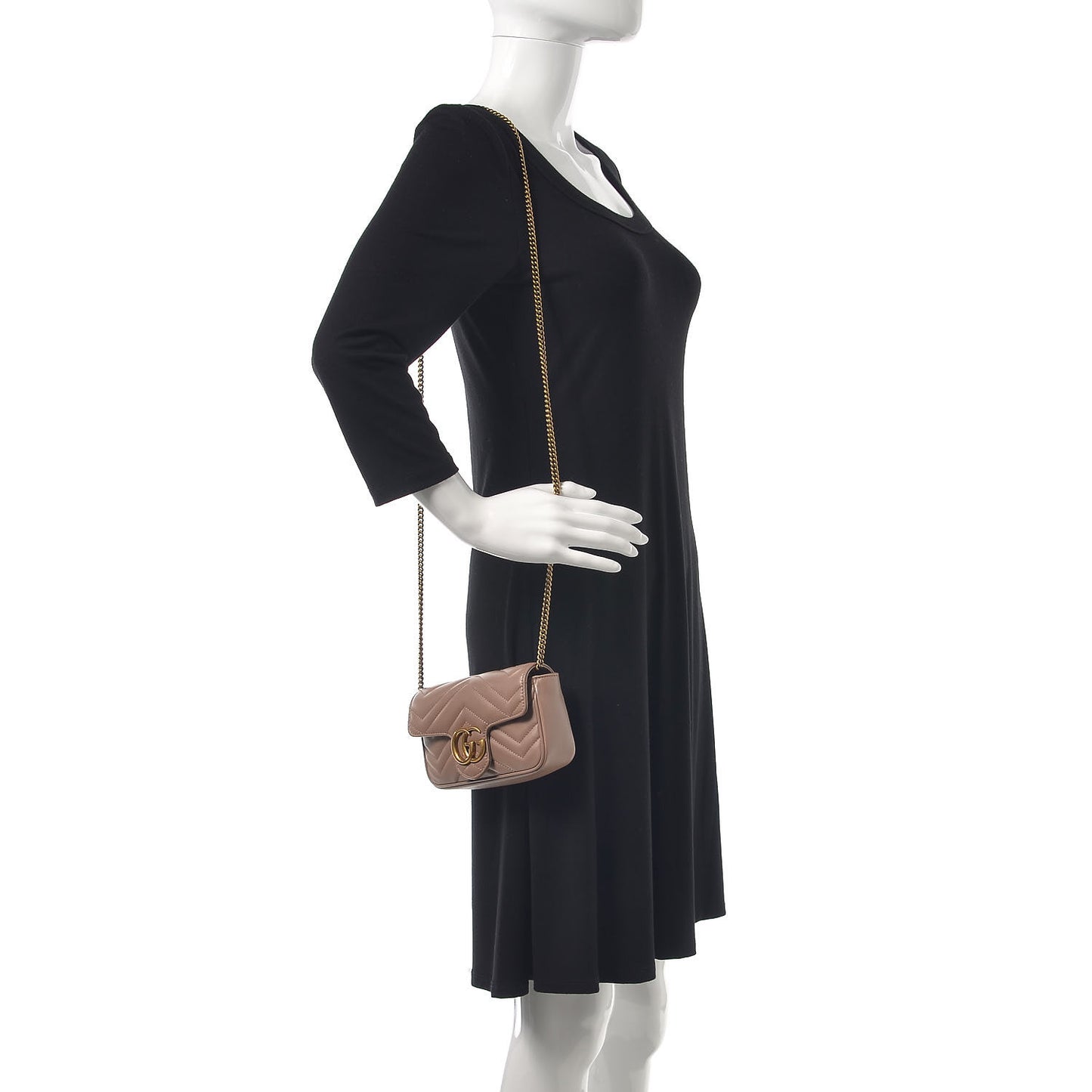 Calfskin Matelasse Super Mini GG Marmont Shoulder Bag Porcelain Rose