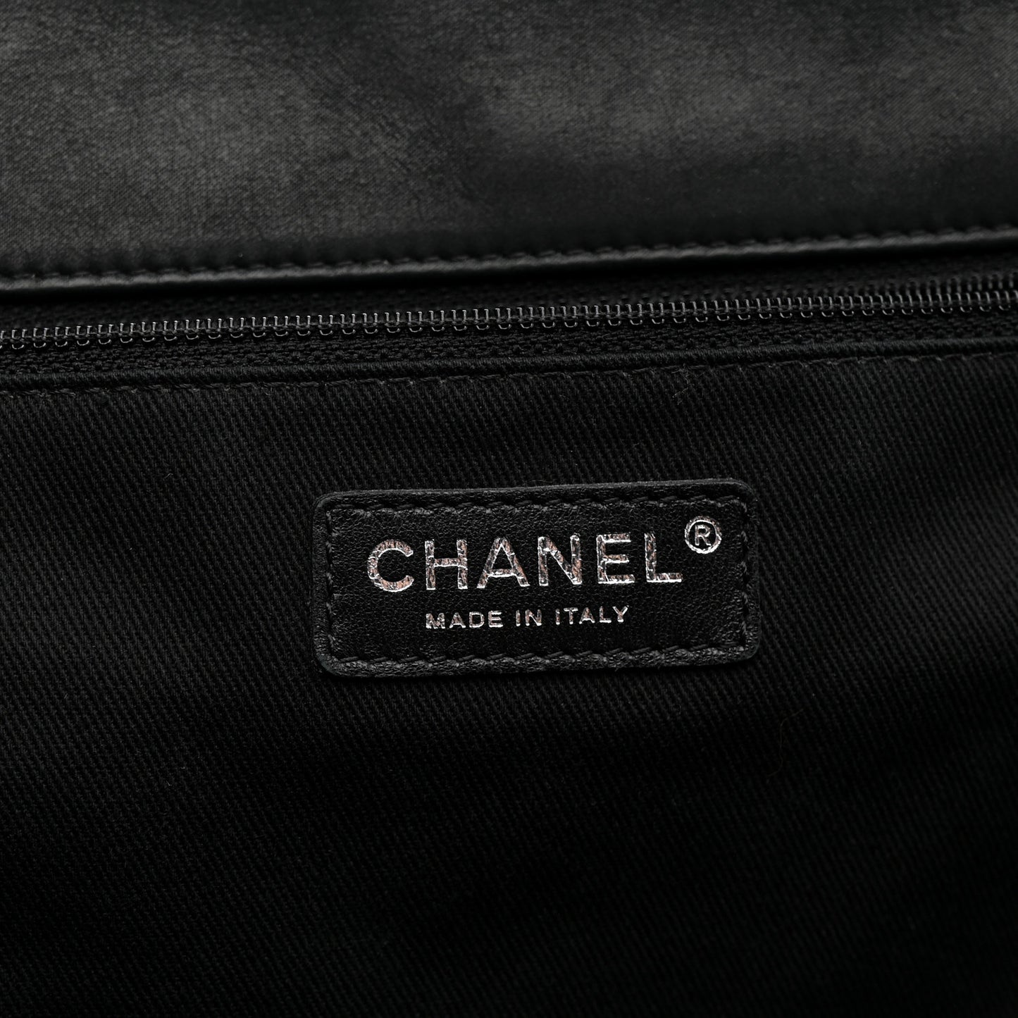 Crumpled Calfskin Iridescent Calfskin Hidden Chain Large Quilted Shopping Tote Black