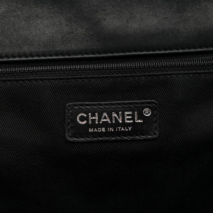 Chanel Crumpled Calfskin Iridescent Calfskin Hidden Chain Large Quilted Shopping Tote Black 6 of 11