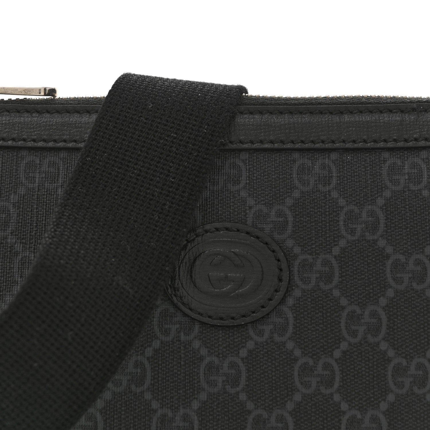 Gucci GG Supreme Monogram Azalea Calfskin Retro Interlocking G Wristlet Messenger Bag Black 8 of 11
