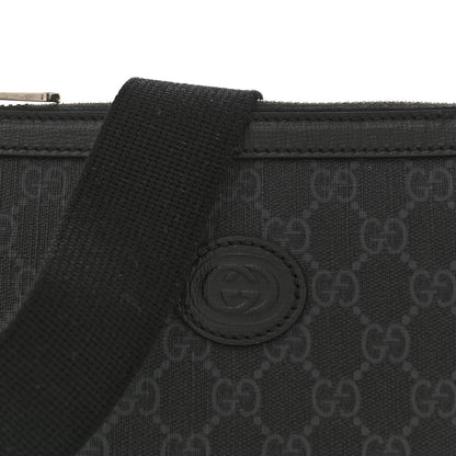 Gucci GG Supreme Monogram Azalea Calfskin Retro Interlocking G Wristlet Messenger Bag Black 8 of 11
