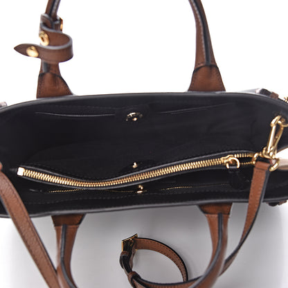 Burberry Grainy Calfskin House Check Two Tone Medium Banner Tote Black Brown 5 of 10