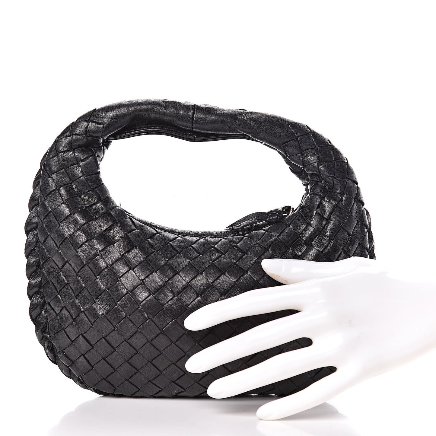 Nappa Intrecciato Mini Veneta Hobo Black