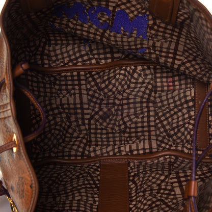 MCM Visetos Medium Liz Reversible Shopper Tote Cognac 4 of 11