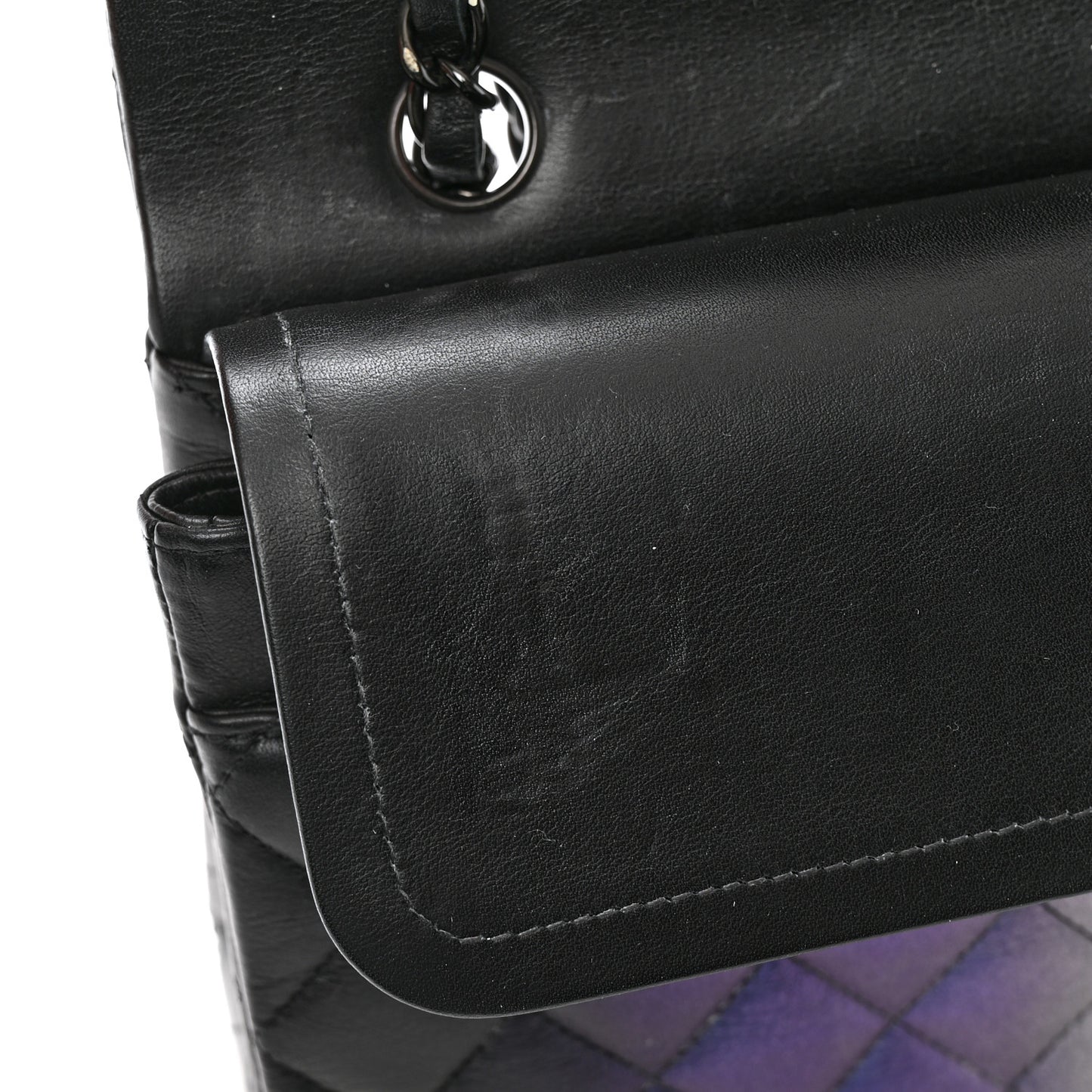 Calfskin Quilted Ombre Medium Double Flap Black