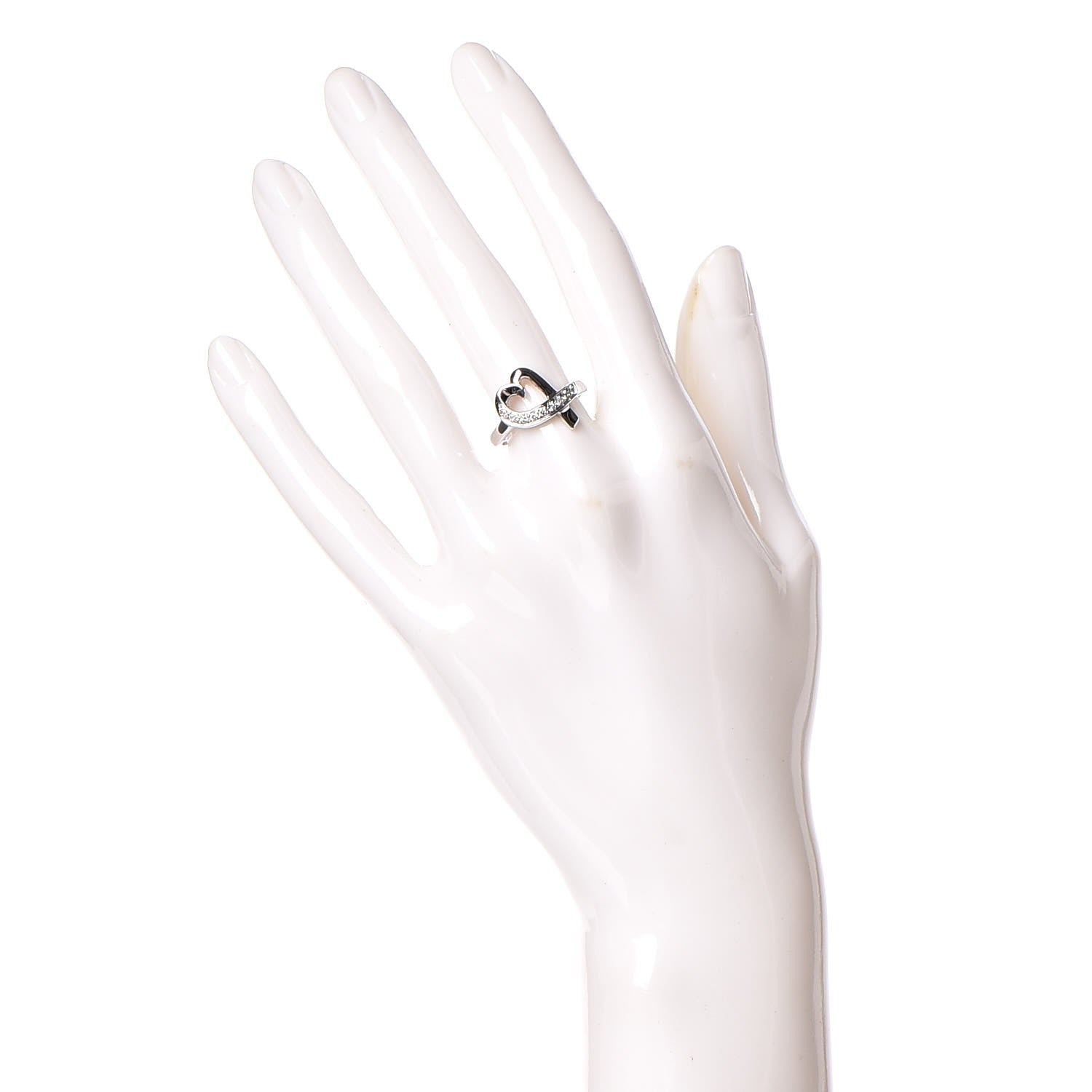 Tiffany 18K White Gold Diamond Paloma Picasso Loving Heart Ring 52 6 2 of 6