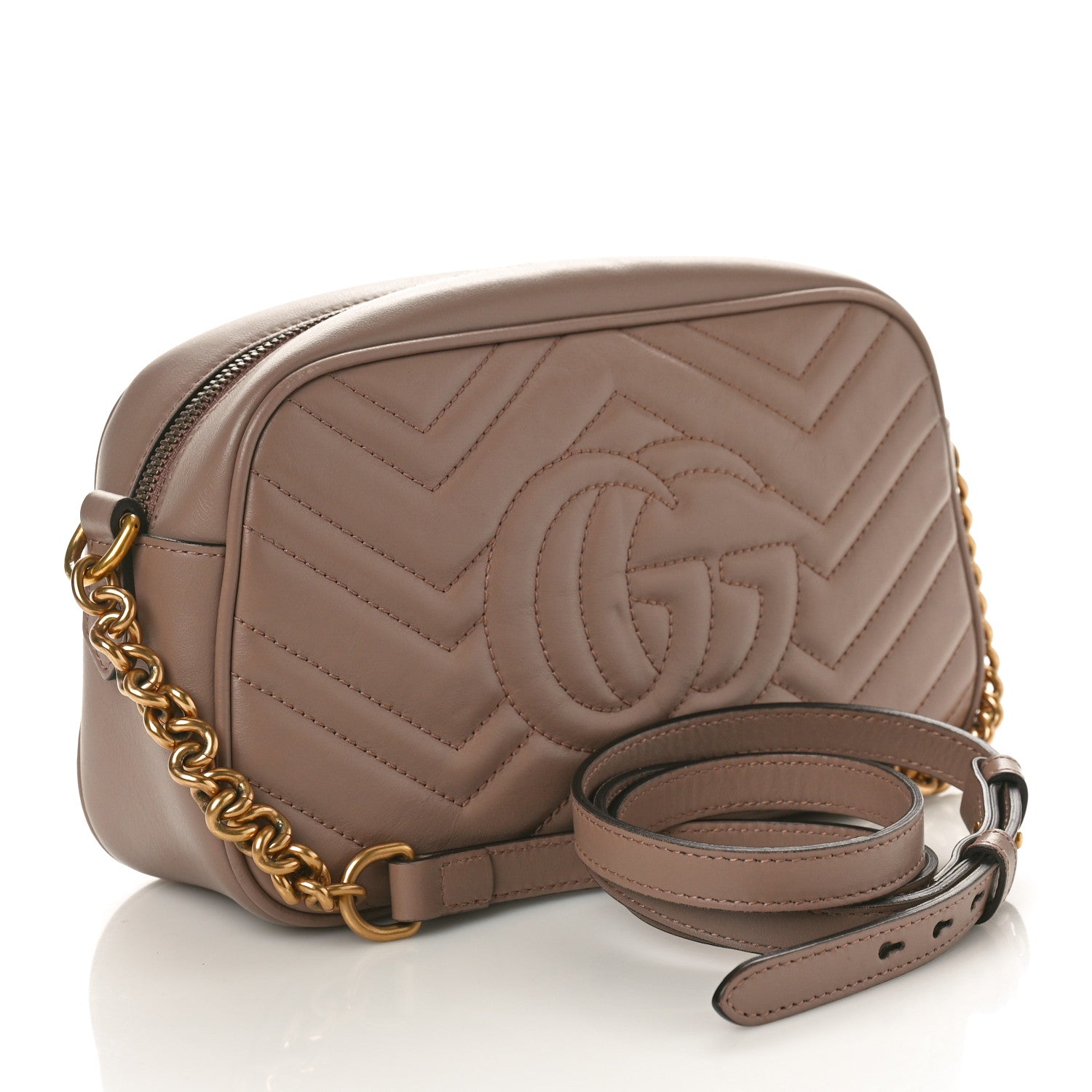 Gucci Calfskin Matelasse Small GG Marmont Chain Shoulder Bag Porcelain Rose 3 of 10