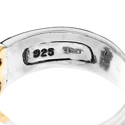 David Yurman Sterling Silver 18K Yellow Gold Diamond Buckle Cable Ring 54 6.75 4 of 5