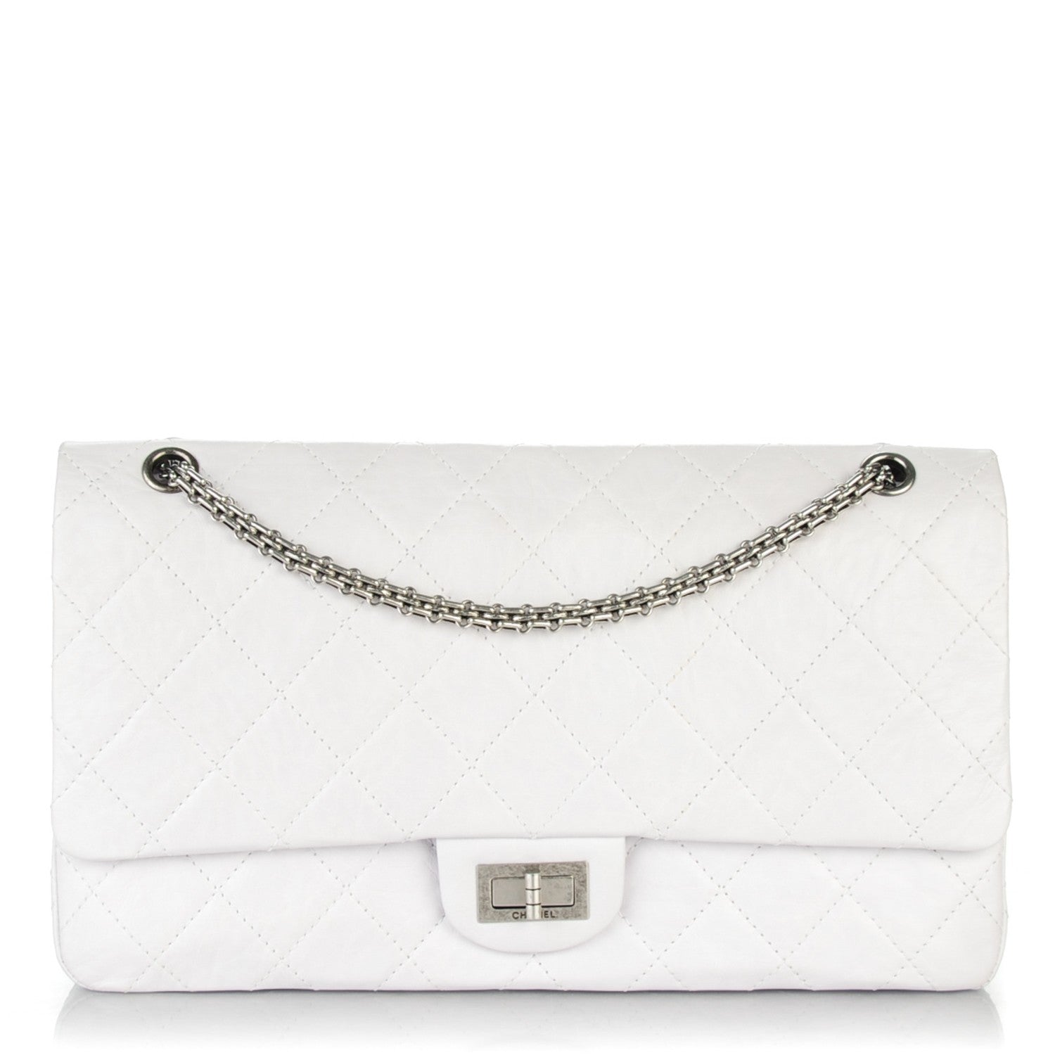 Chanel Aged Calfskin Quilted 50th Anniversary 2.55 Reissue 228 Flap White 1 of 8