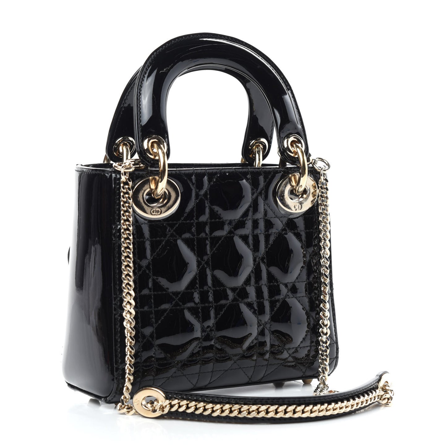 Patent Cannage Mini Lady Dior Black