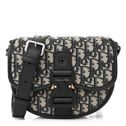 Christian Dior Oblique Grained Calfskin Mini Gallop Bag With Strap Black Beige 1 of 11