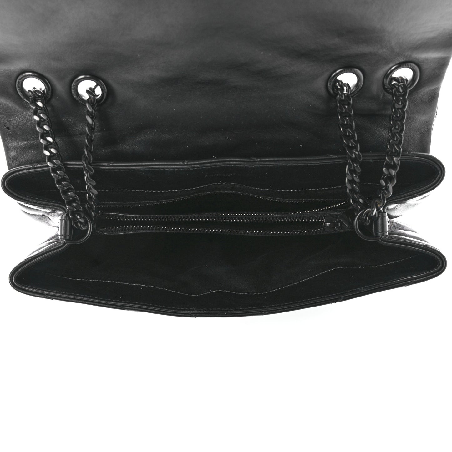 Calfskin Y Quilted Monogram Monochrome Medium Loulou Chain Satchel Black