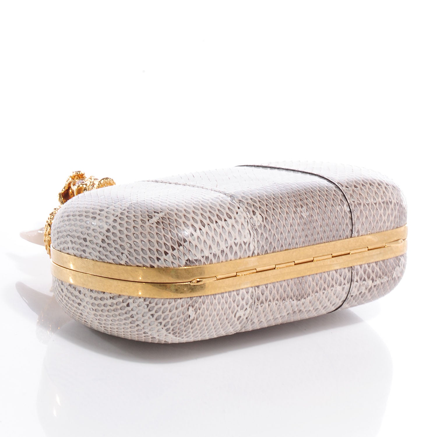 Alexander McQueen Ayers Snakeskin Horn Knucklebox Clutch Vintage Grey 4 of 12