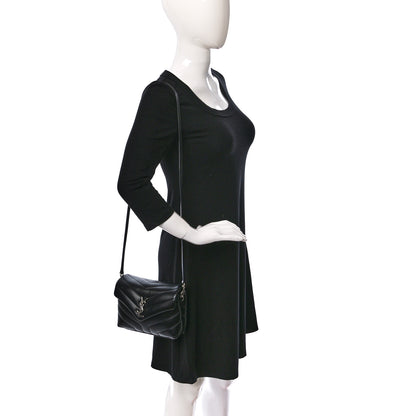Saint Laurent Calfskin Y Quilted Monogram Toy Loulou Crossbody Bag Black 2 of 9