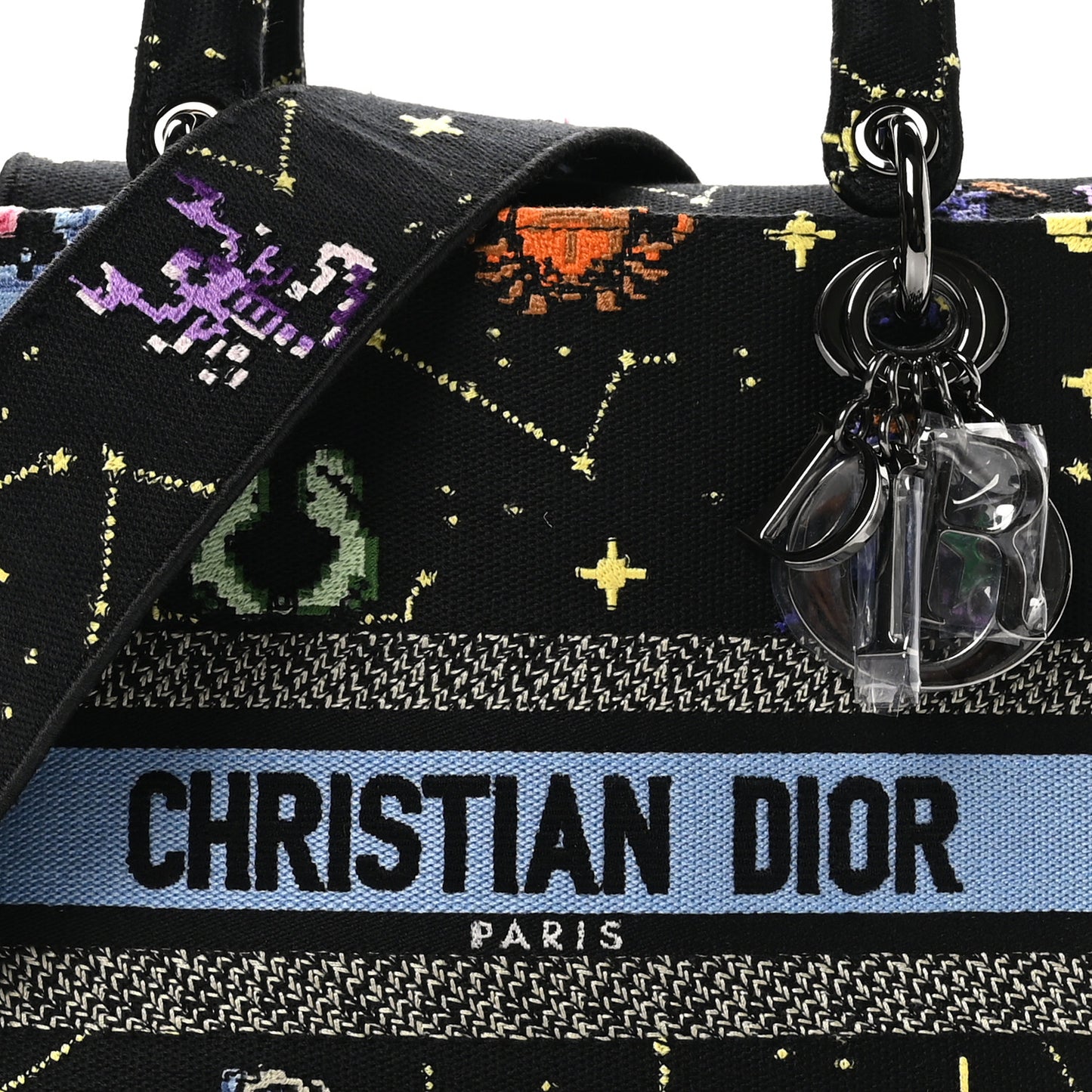 Canvas Pixel Zodiac Embroidered Medium Lady D-Lite Nero Multicolor