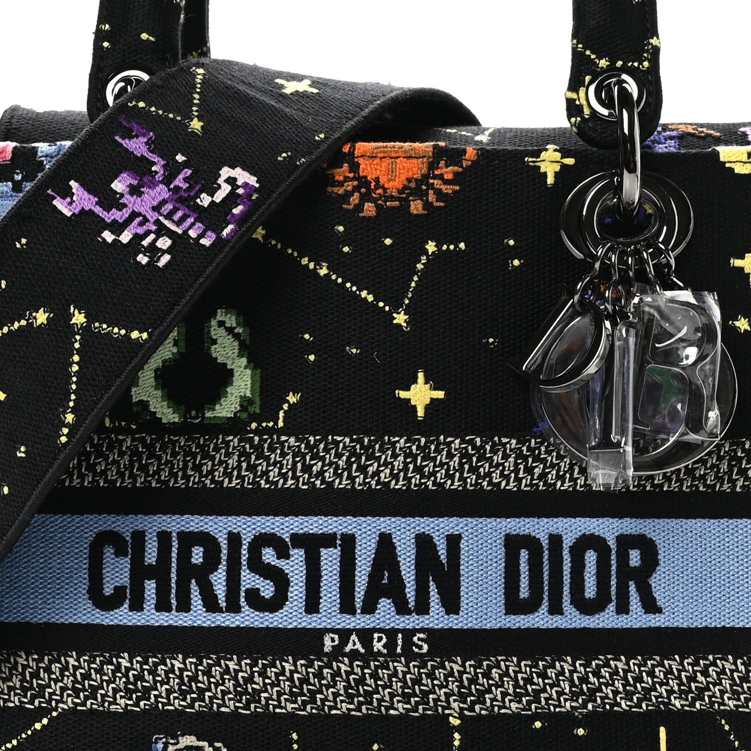 Christian Dior Canvas Pixel Zodiac Embroidered Medium Lady D-Lite Nero Multicolor 8 of 10