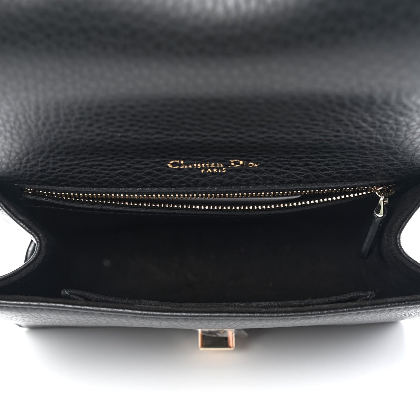 Grained Calfskin Small Diorama Flap Bag Black