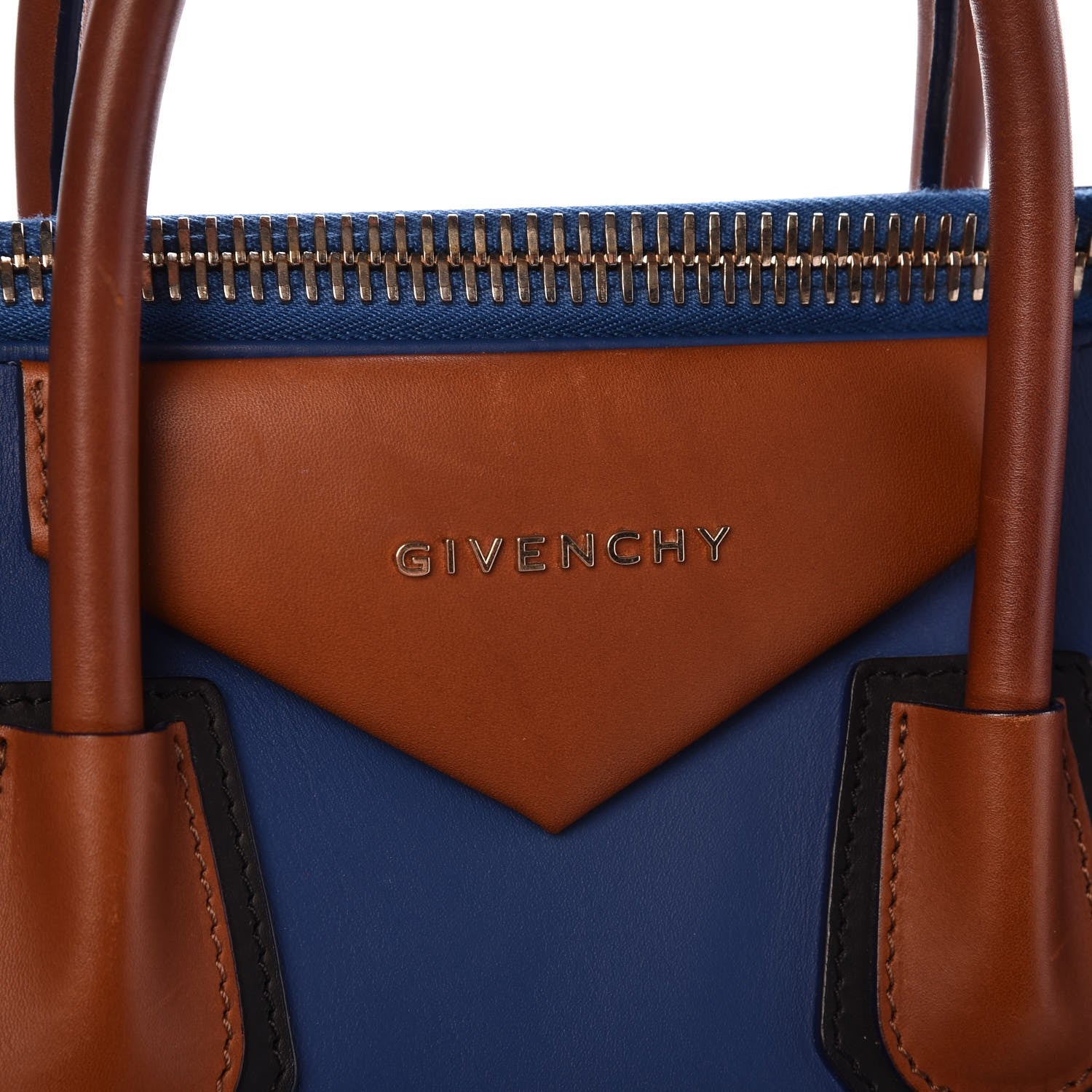 Givenchy Smooth Calfskin Medium Tri-Color Antigona Bright Blue Camel Black 8 of 10