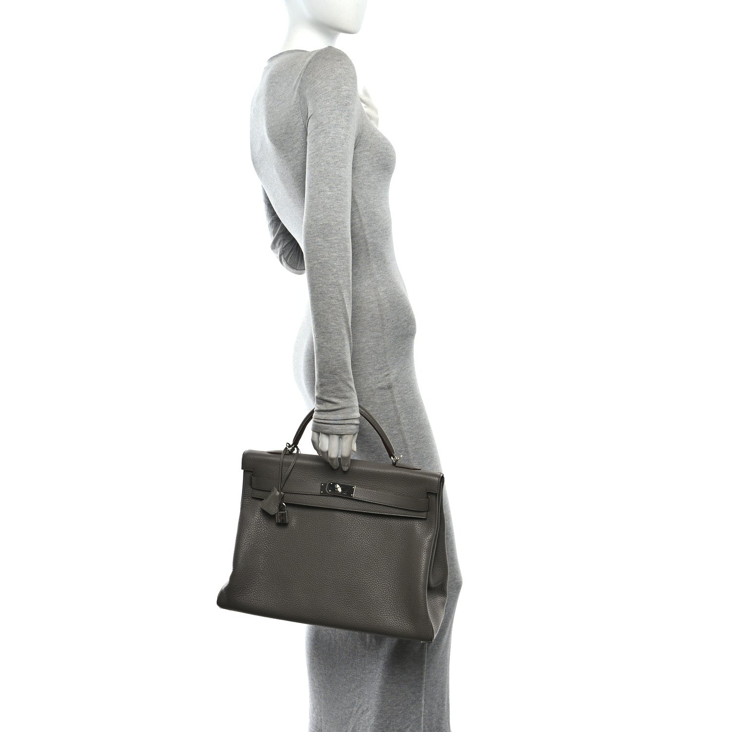 Hermes Taurillon Clemence Kelly Retourne 40 Etain 2 of 11