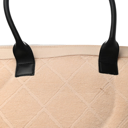 Chanel Terry Cotton CC Beach Tote Set Beige Black 9 of 14