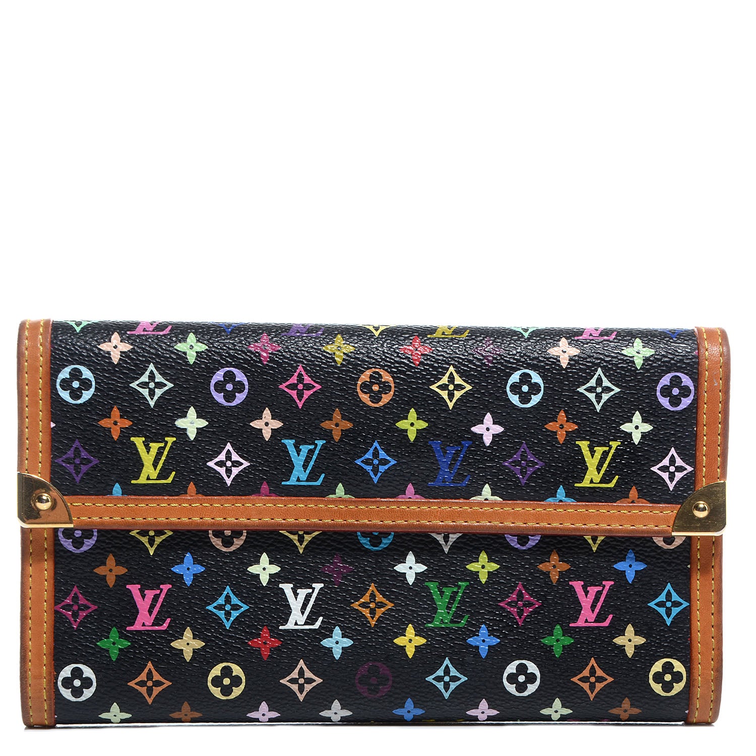 Louis Vuitton Monogram Multicolor Porte Tresor International Wallet Black 1 of 7