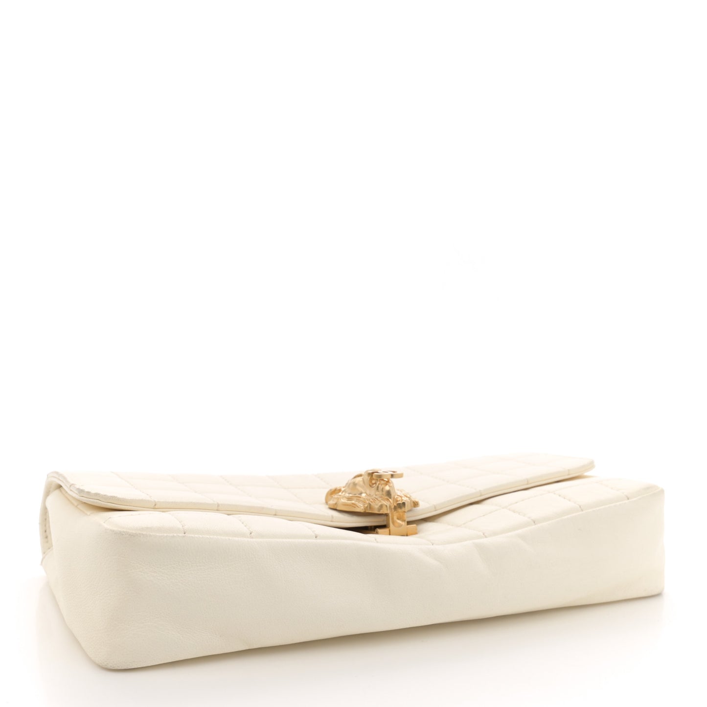 Lambskin Chocolate Bar Leo Lion Flap White