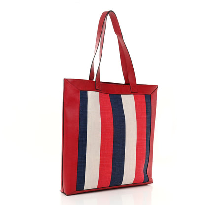 Gucci Canvas Calfskin Sylvie Stripe Logo Mens Tote Red White Blue 3 of 11