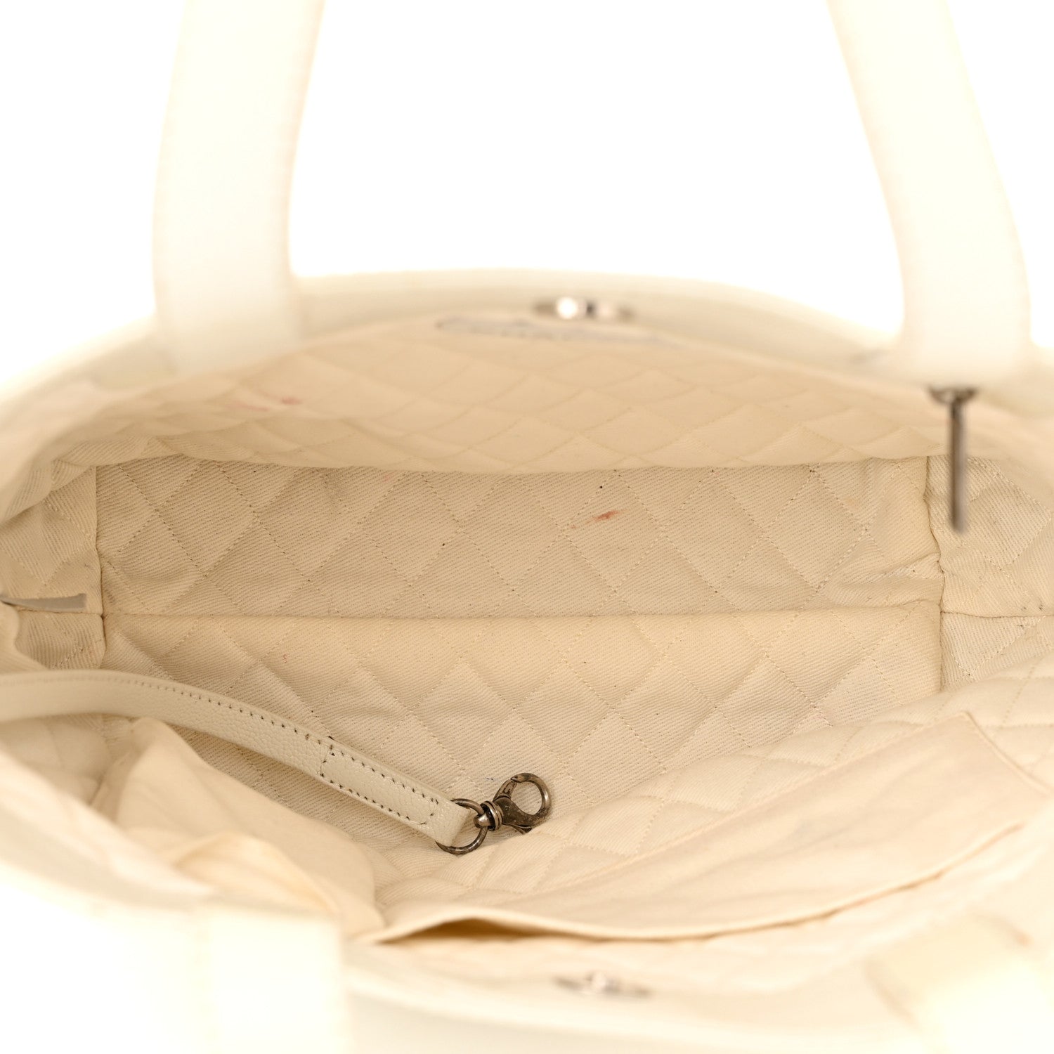 Chanel Goatskin Perforated Large CC Tote White 5 of 16