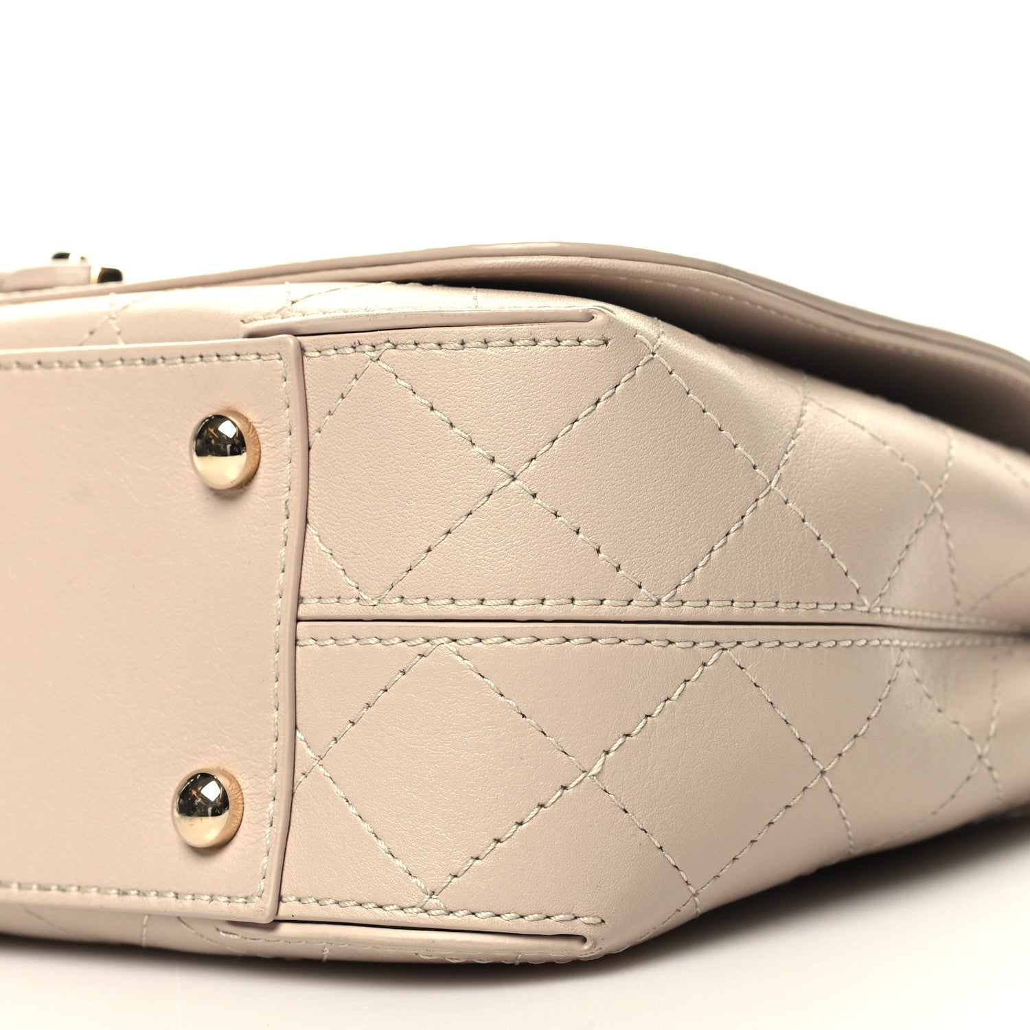 Chanel Calfskin Stitched Medium Covered CC Flap Bag Beige 10 of 11