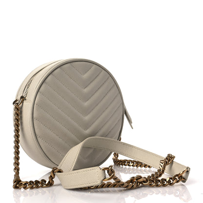 Saint Laurent Grain De Poudre Matelasse Chevron Quilted Round Vinyle Camera Bag Blanc Vintage 3 of 8