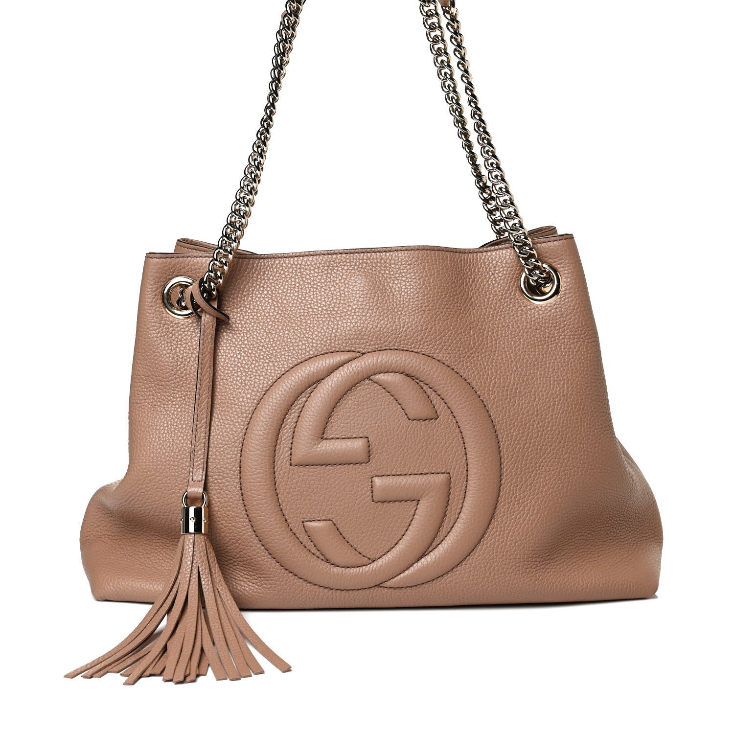 Gucci Pebbled Calfskin Medium Soho Chain Shoulder Bag Camelia 8 of 14