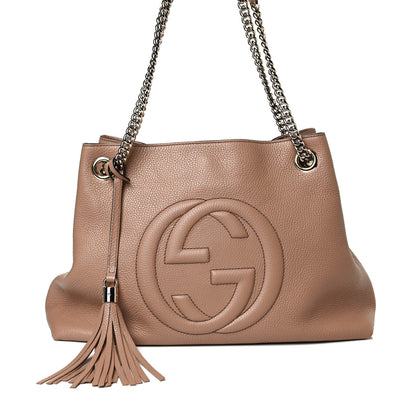 Gucci Pebbled Calfskin Medium Soho Chain Shoulder Bag Camelia 8 of 14