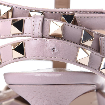 Valentino Garavani Pebbled Calfskin Rockstud Ankle Strap Low Heel Pumps 37.5 Poudre 11 of 11