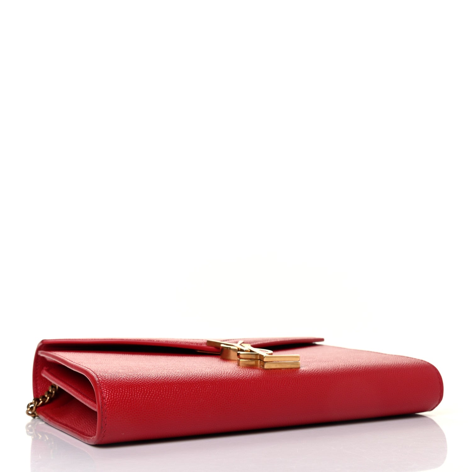 Saint Laurent Grain De Poudre Monogram Cassandra Chain Wallet Red 4 of 5