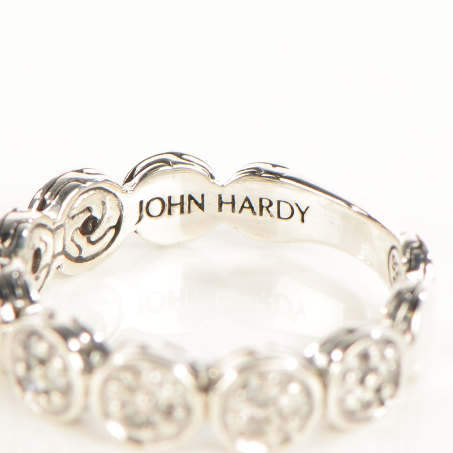 John Hardy Sterling Silver Pave Diamond Slim Dot Ring 7 4 of 5