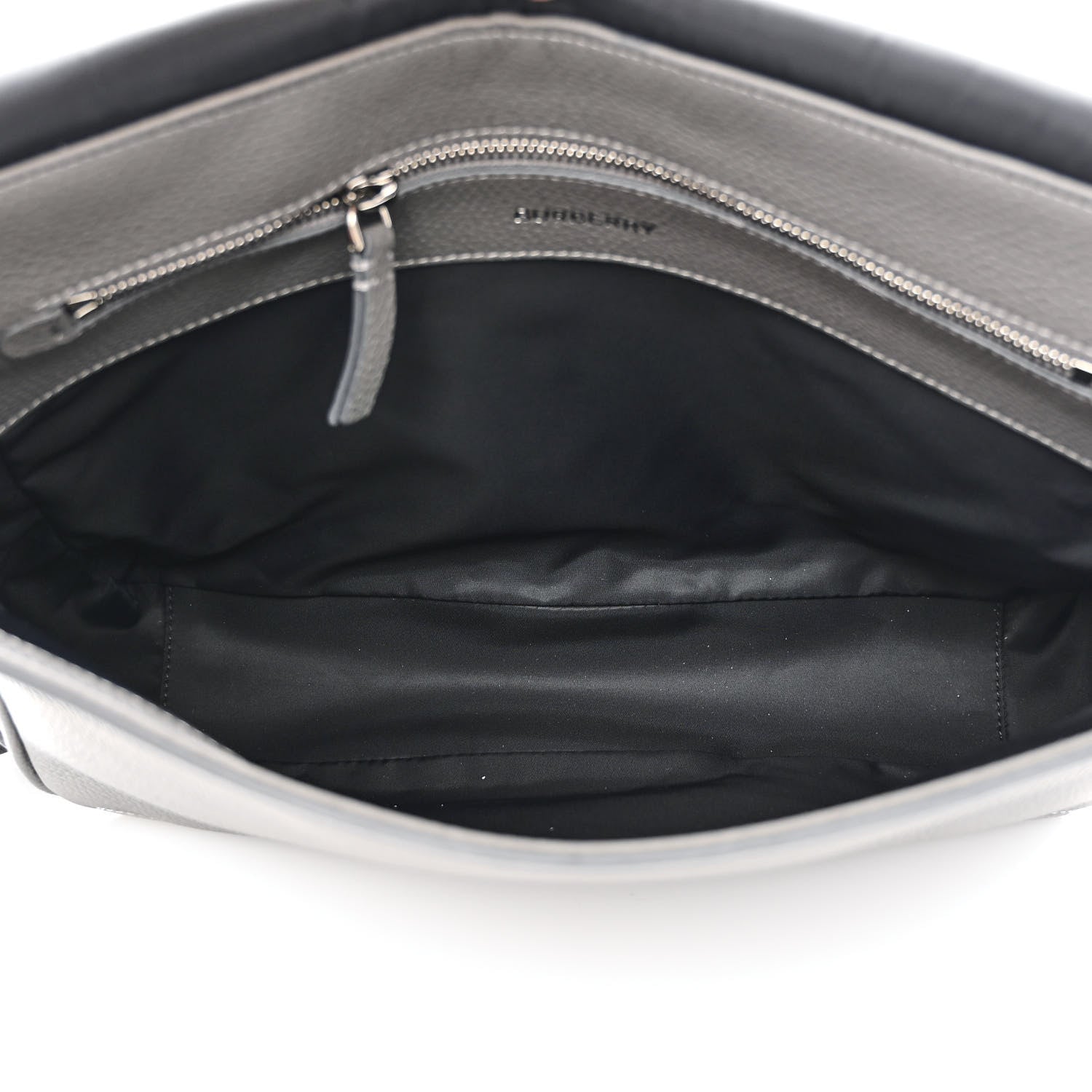 Burberry Grainy Calfskin Embossed Bruno Messenger Charcoal Grey 5 of 11