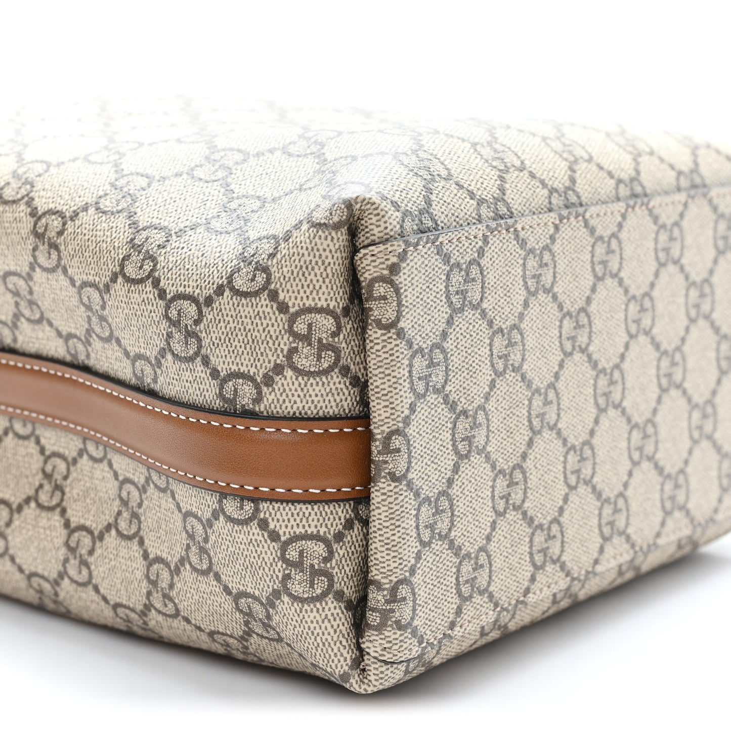 GG Supreme Monogram Emblem Mini Bucket Bag Beige Dark Brown