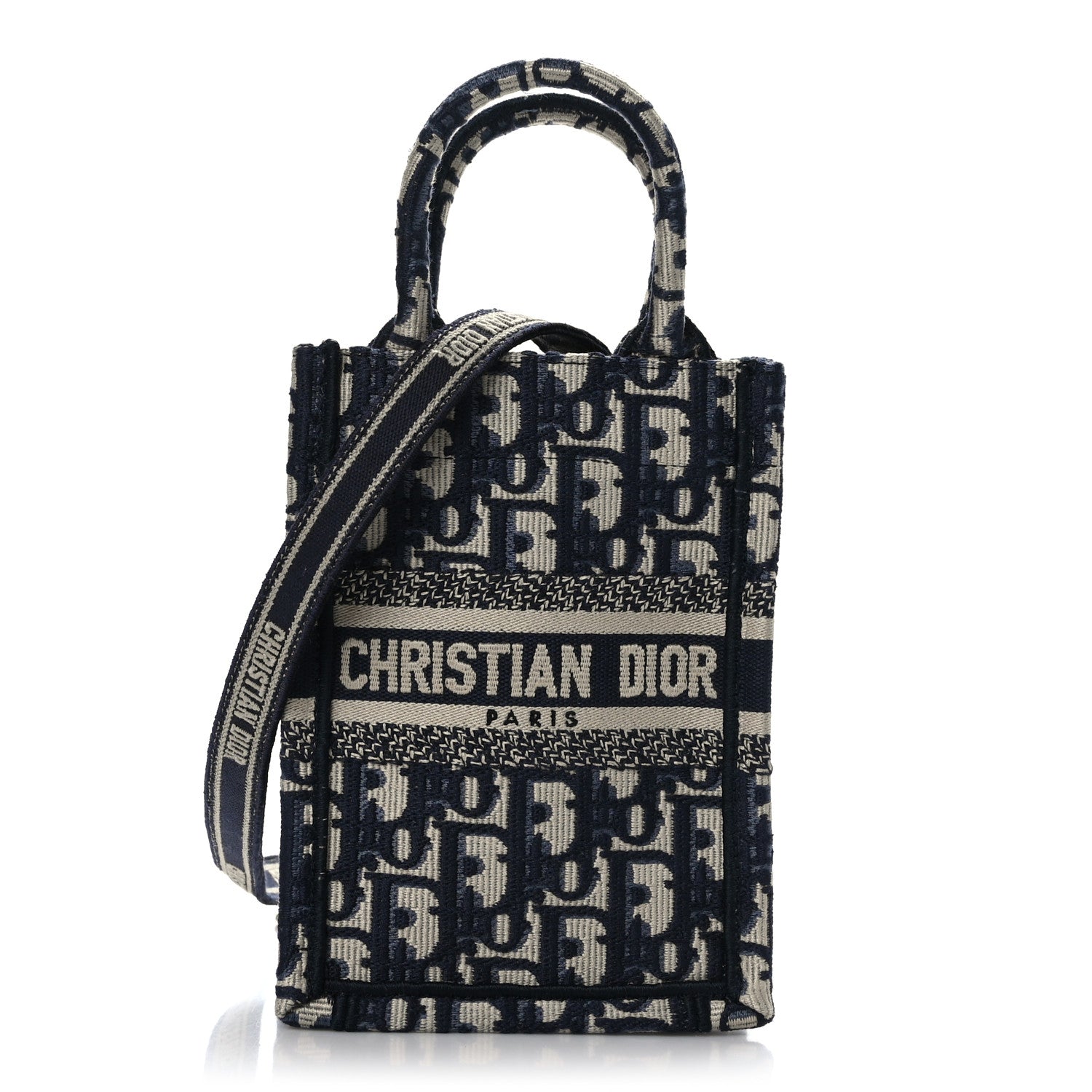 Christian Dior Oblique Mini Book Tote Phone Bag Blue 1 of 9