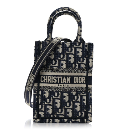Christian Dior Oblique Mini Book Tote Phone Bag Blue 1 of 9