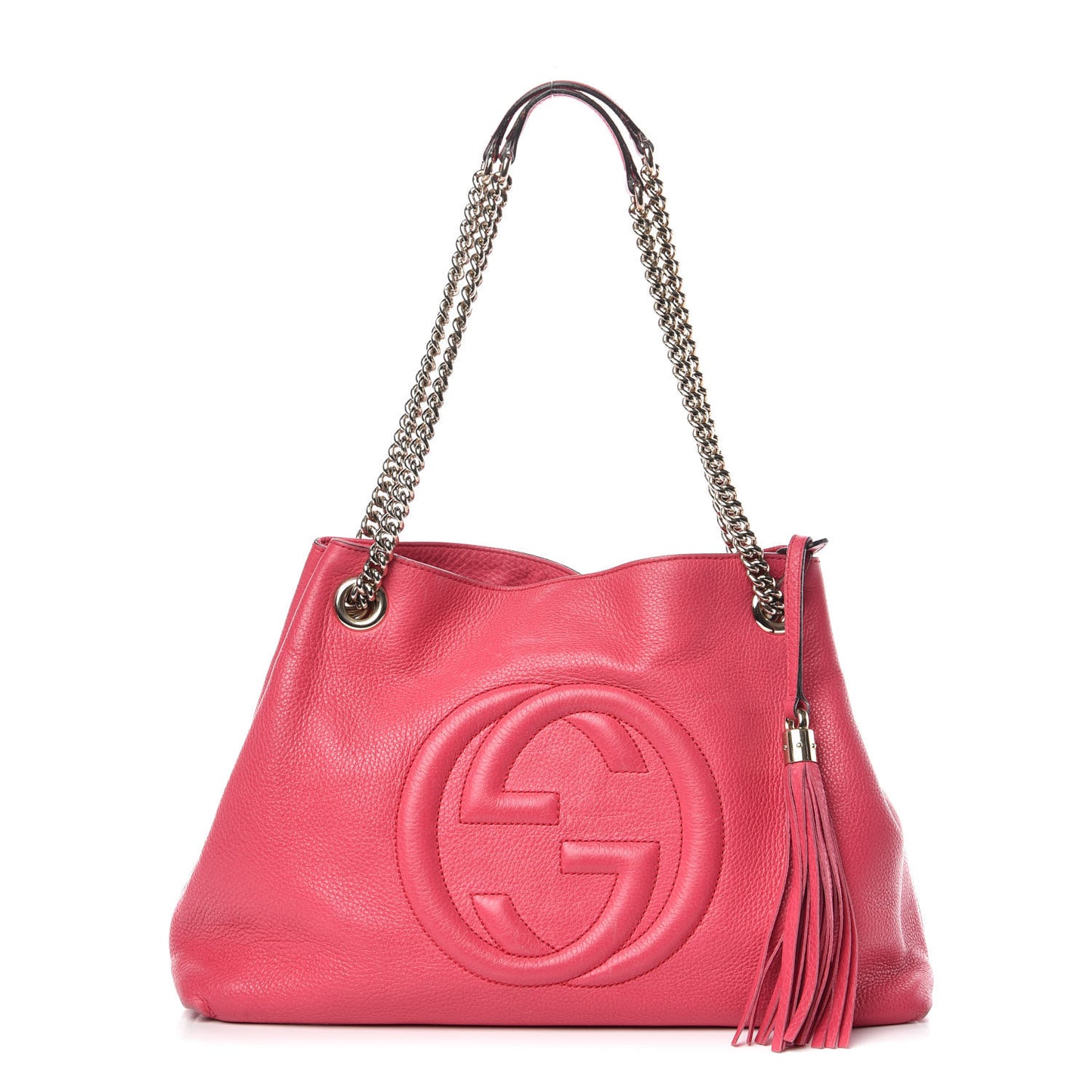 Pebbled Calfskin Medium Soho Chain Shoulder Bag Pink