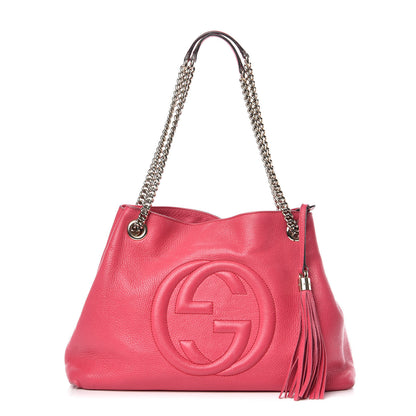 Gucci Pebbled Calfskin Medium Soho Chain Shoulder Bag Pink 1 of 23