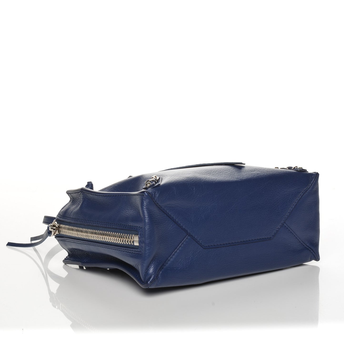 Calfskin Papier Mini A4 Zip Around Tote Bleu Mineral