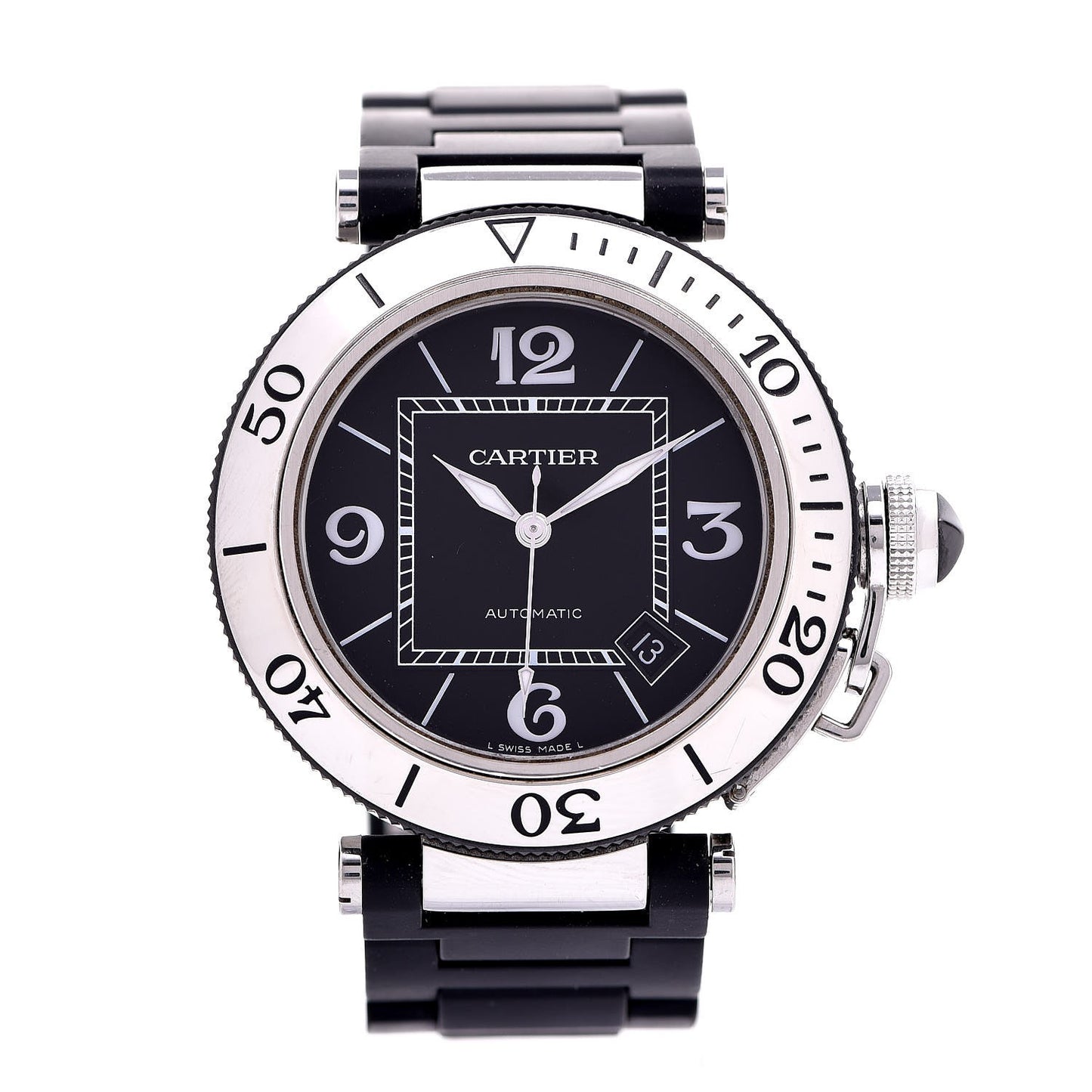 Stainless Steel Rubber 40mm Pasha C Seatimer Automatic Watch Black