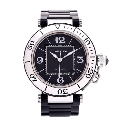 Cartier Stainless Steel Rubber 40mm Pasha C Seatimer Automatic Watch Black 1 of 7