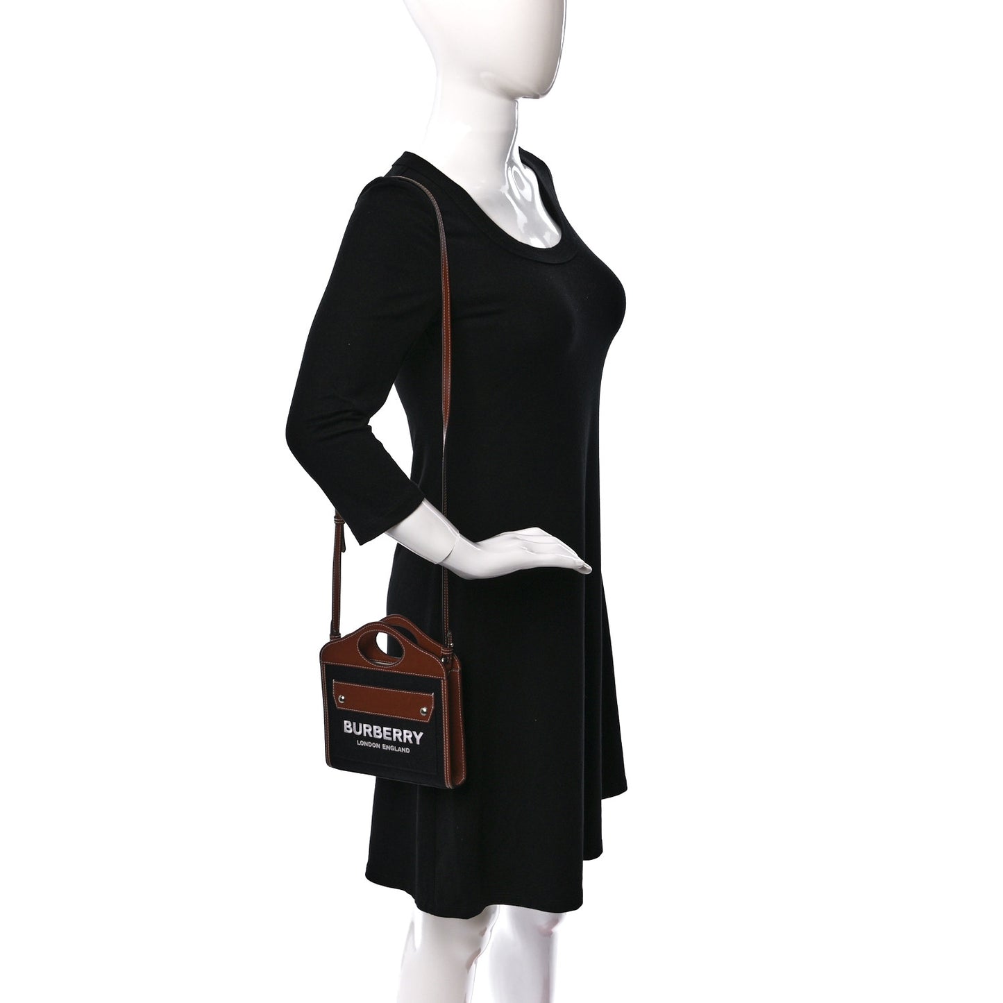 Smooth Calfskin Canvas Two Tone Micro Pocket Bag Navy Tan