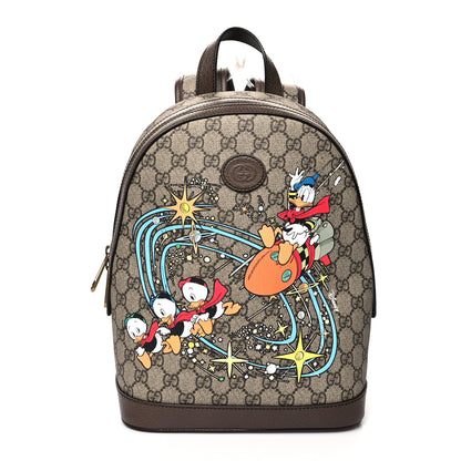 Gucci X DISNEY GG Supreme Monogram Donald Duck Small Interlocking G Dome Backpack Beige Multicolor New Acero 1 of 11